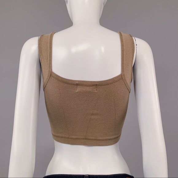 XS/S Vintage 90s Drab olive beige crop top - Picture 4 of 5
